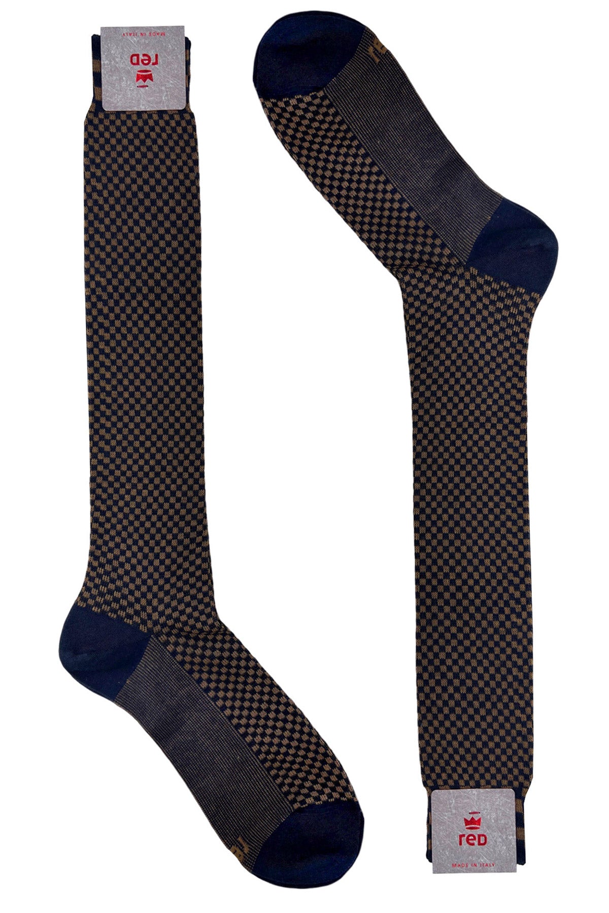 Calzini da uomo invernali misto cashmere fantasia scacchi lunghezza ginocchio