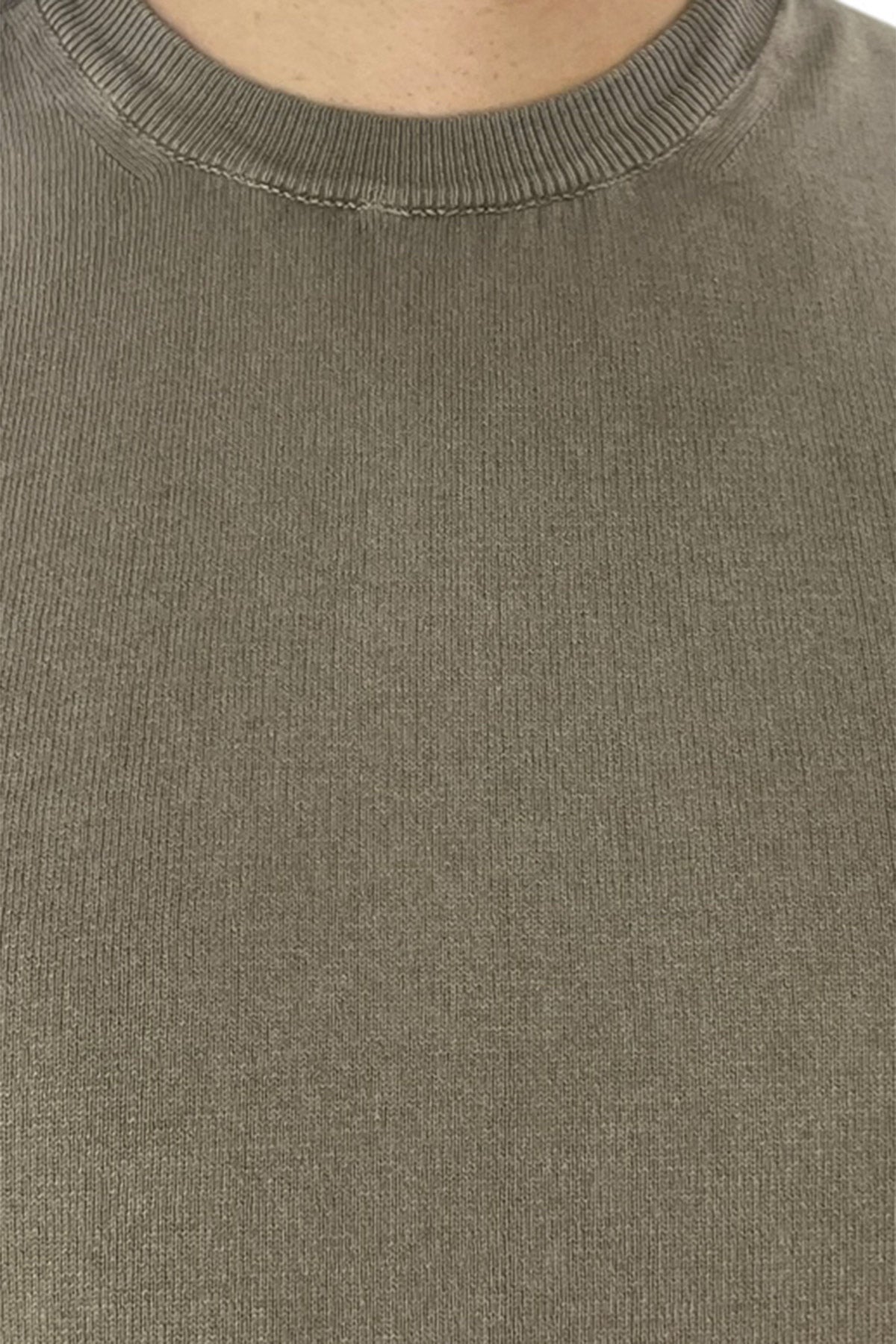 Maglioncino da uomo fango mezze maniche 100% cotone stone wash di filo finezza 14 tinta unita