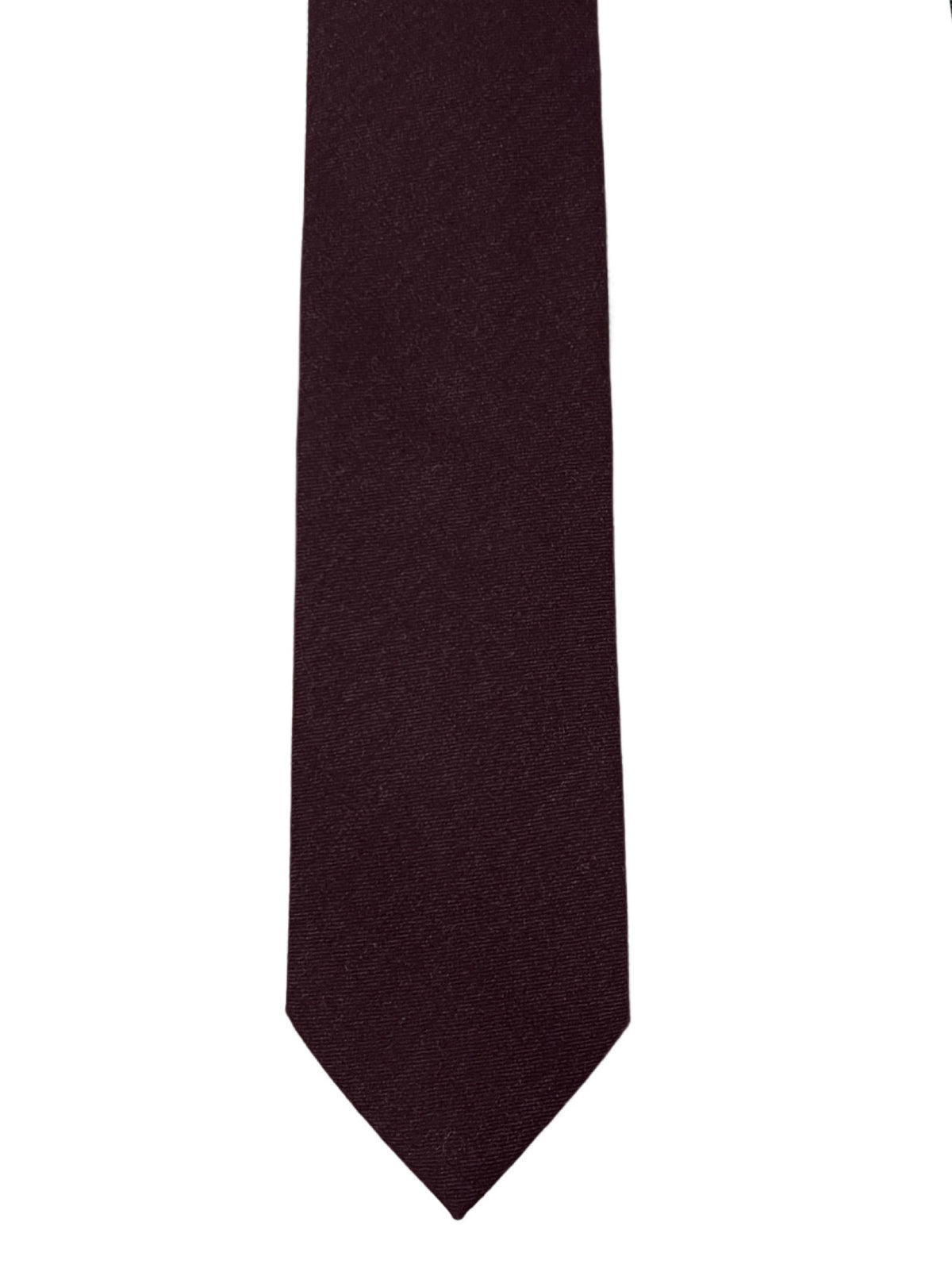 Cravatta uomo bordeaux tinta unita 8cm da cerimonia elegante 100% lana flanella super 100's