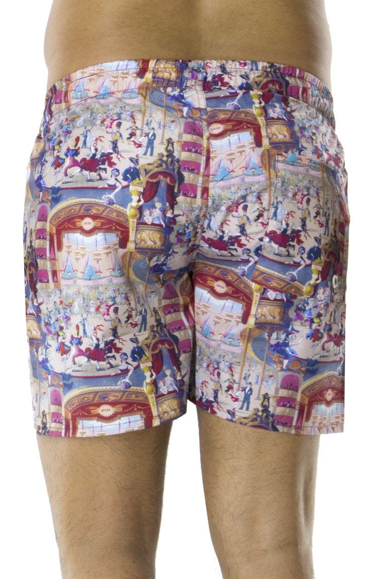 Costume da Mare Uomo boxer fantasia circo multicolor tasche a filo in nylon