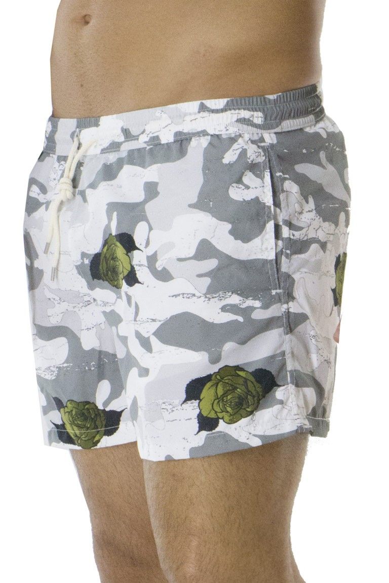 Costume da Mare Uomo modello boxer casual Fantasia Camouflage grigio e rose