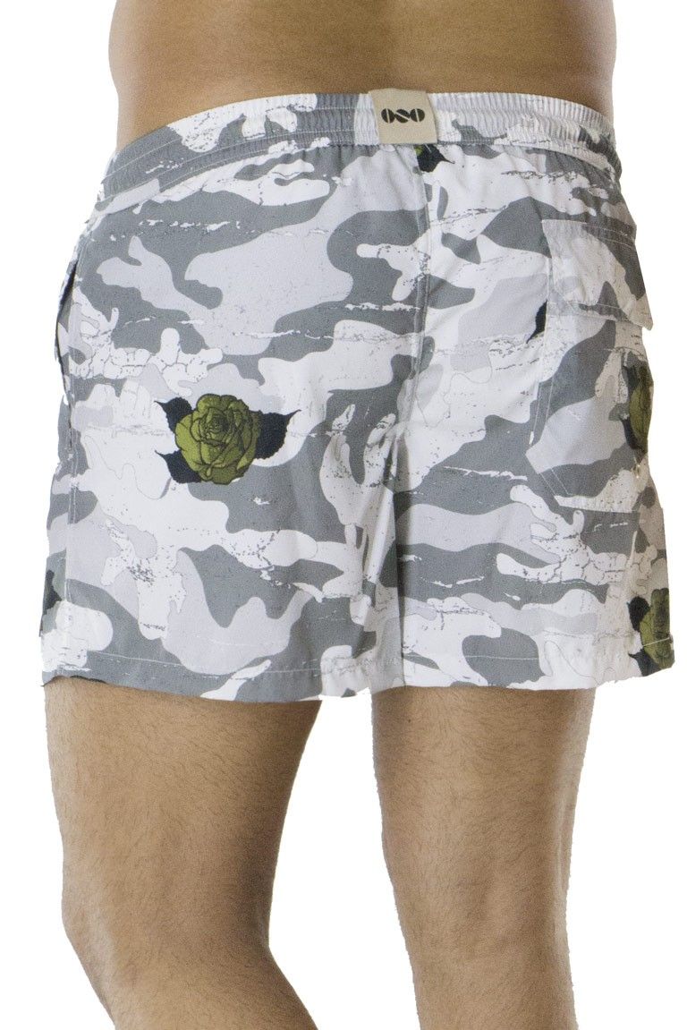 Costume da Mare Uomo modello boxer casual Fantasia Camouflage grigio e rose