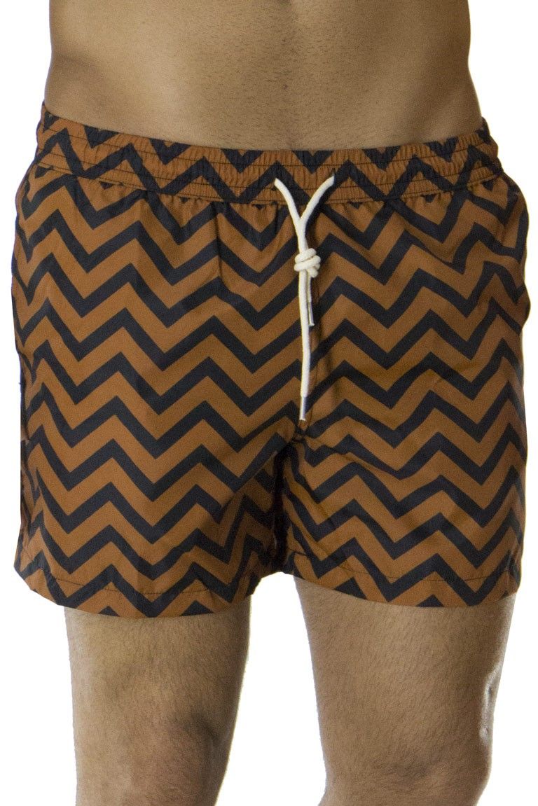 Costume uomo mare boxer casual fantasia zig zag  elastico in vita