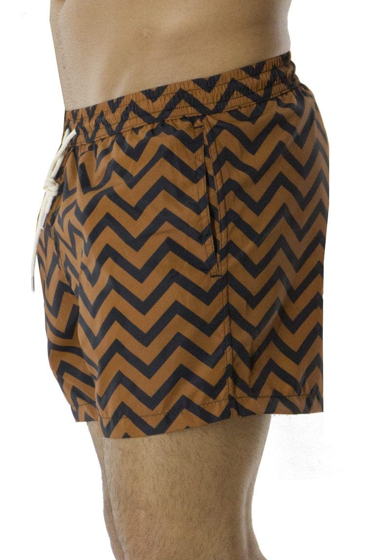 Costume uomo mare boxer casual fantasia zig zag  elastico in vita