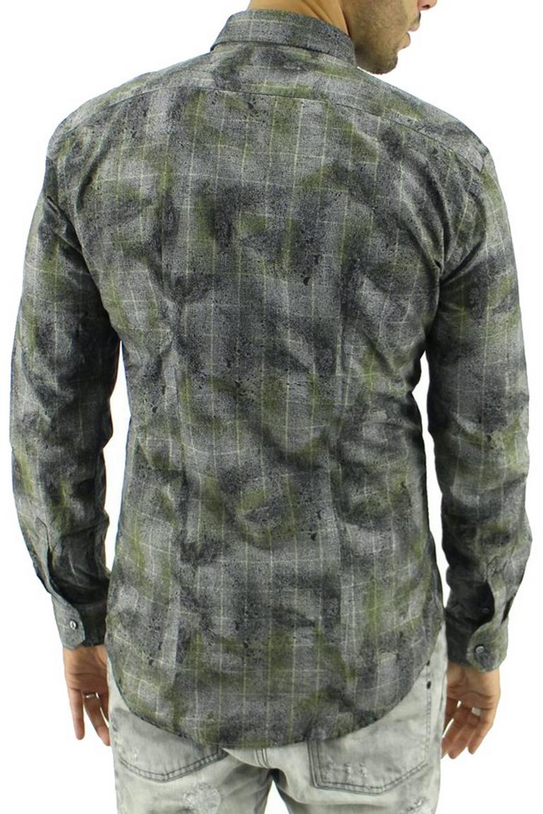 Camicia uomo slim fantasia multicolor collo francese cotone fermo