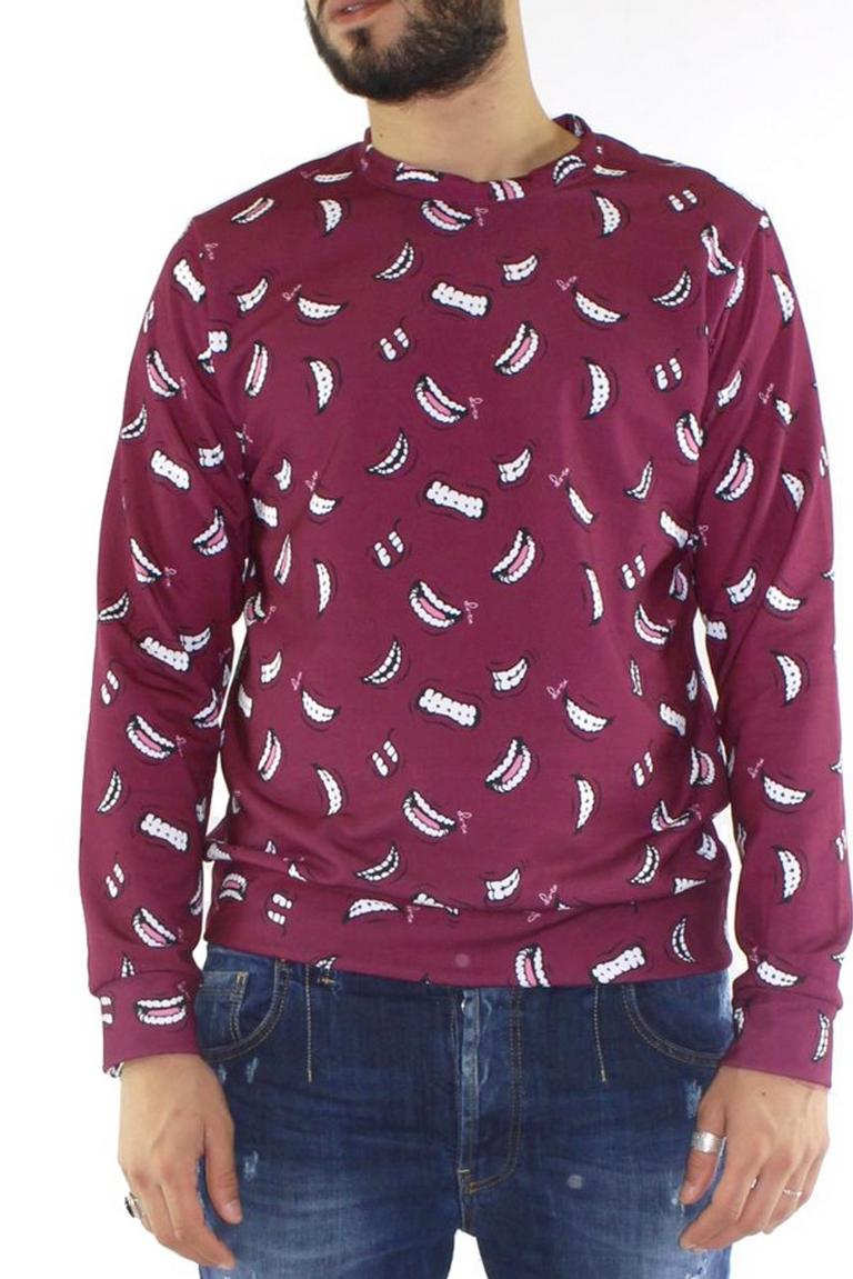 Felpa da uomo invernale casual girocollo regular fit fantasia denti