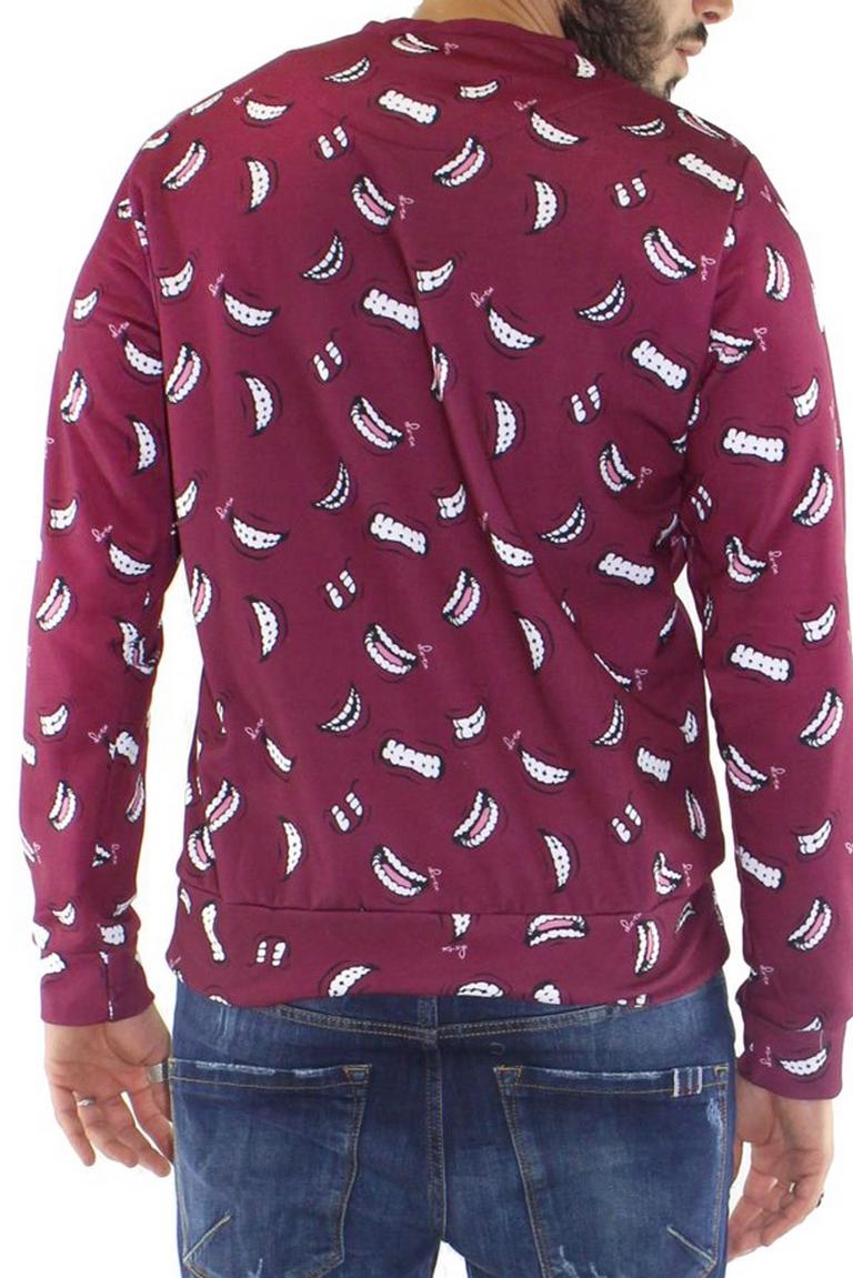 Felpa da uomo invernale casual girocollo regular fit fantasia denti