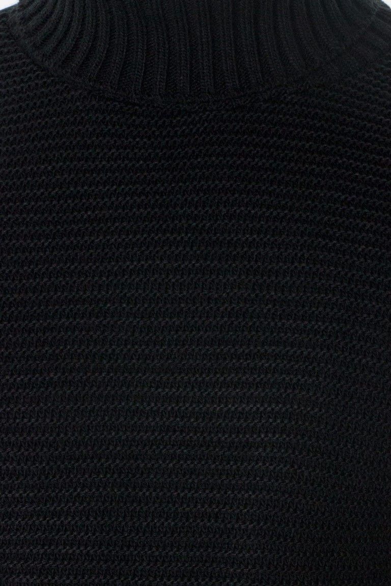 Maglione uomo lana grossa intrecciata stretta collo alto slim  elastica