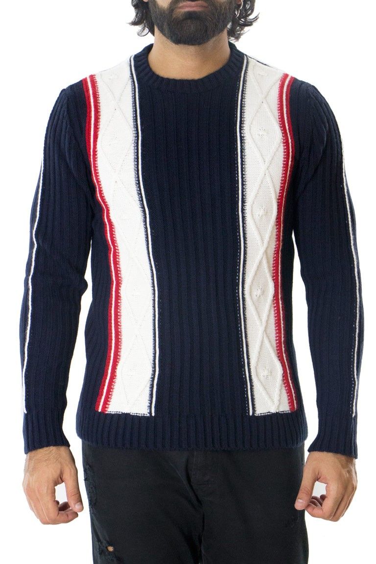 Maglione uomo lana invernale casual regular intrecciato manica lunga girocollo
