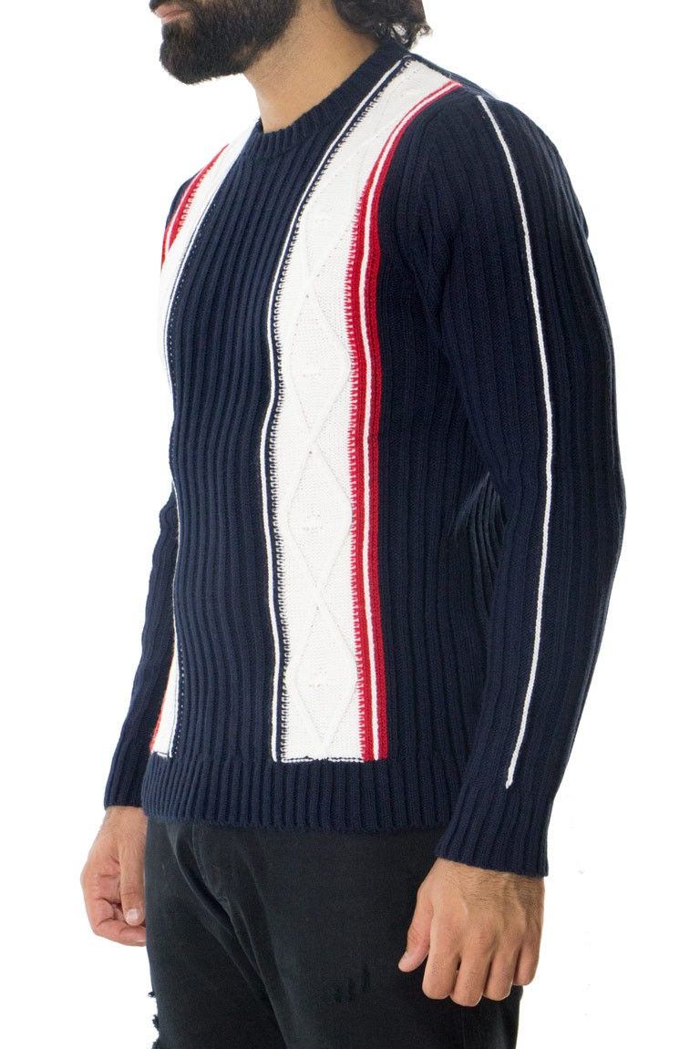 Maglione uomo lana invernale casual regular intrecciato manica lunga girocollo