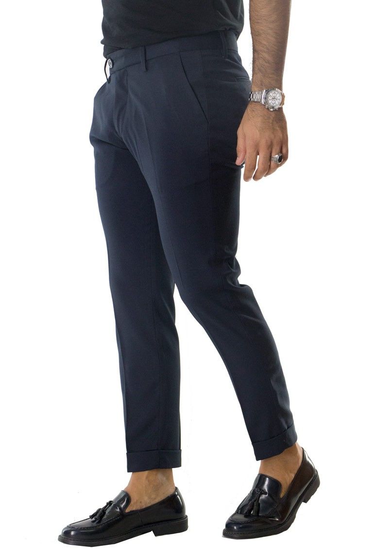 Pantalone uomo elegante slim tasca america invernale effetto lana elasticizzato