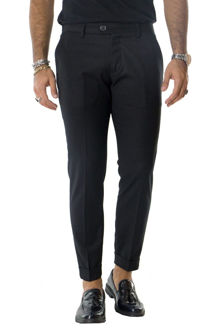 Pantalone uomo elegante slim tasca america invernale effetto lana elasticizzato