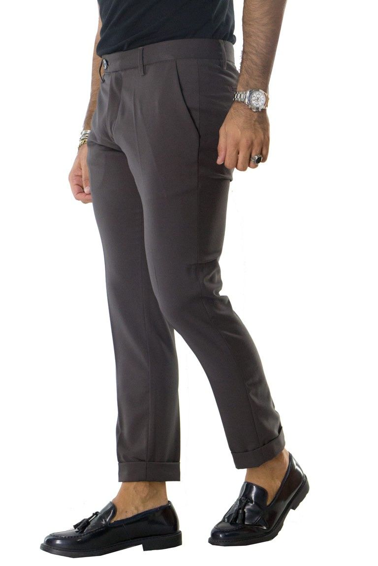 Pantalone uomo elegante slim tasca america invernale effetto lana elasticizzato