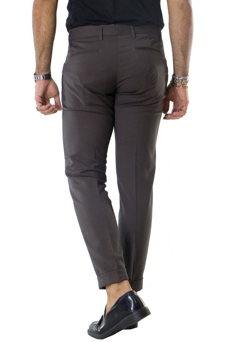 Pantalone uomo elegante slim tasca america invernale effetto lana elasticizzato