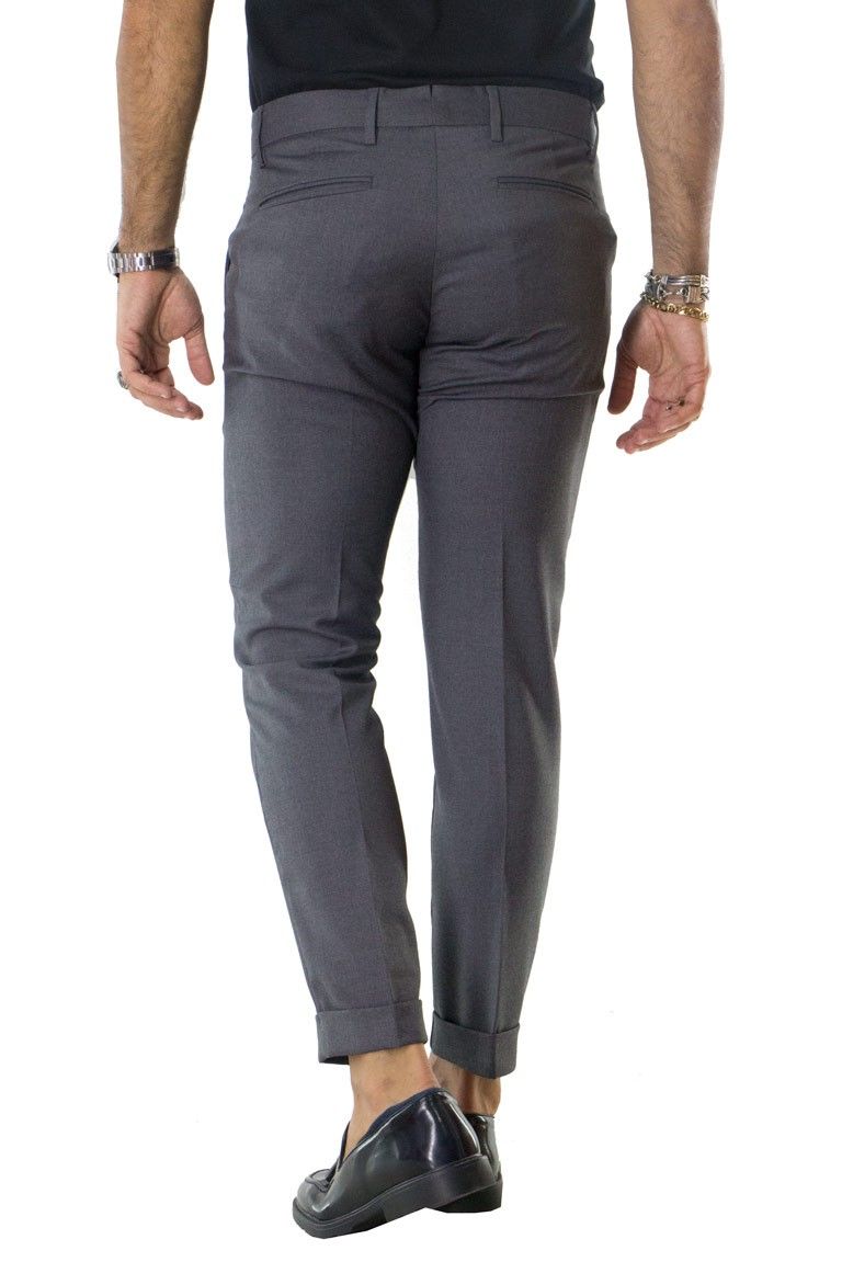 Pantalone uomo elegante slim tasca america invernale effetto lana elasticizzato