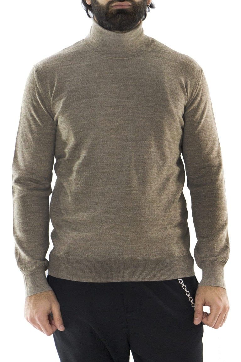 Maglioncino uomo collo alto misto merinos tinta unita invernale regular