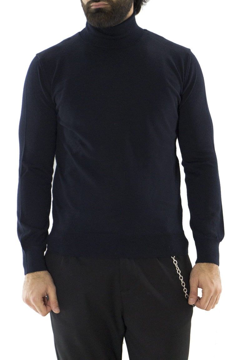 Maglioncino uomo collo alto misto merinos tinta unita invernale regular