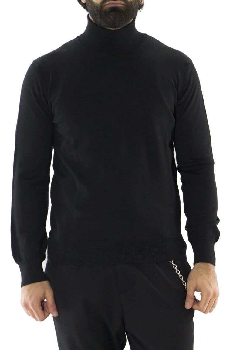 Maglioncino uomo collo alto misto merinos tinta unita invernale regular