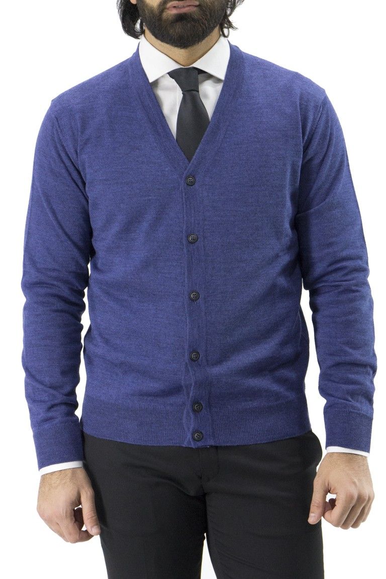 Cardigan uomo 6 bottoni misto merinos invernale regular fit
