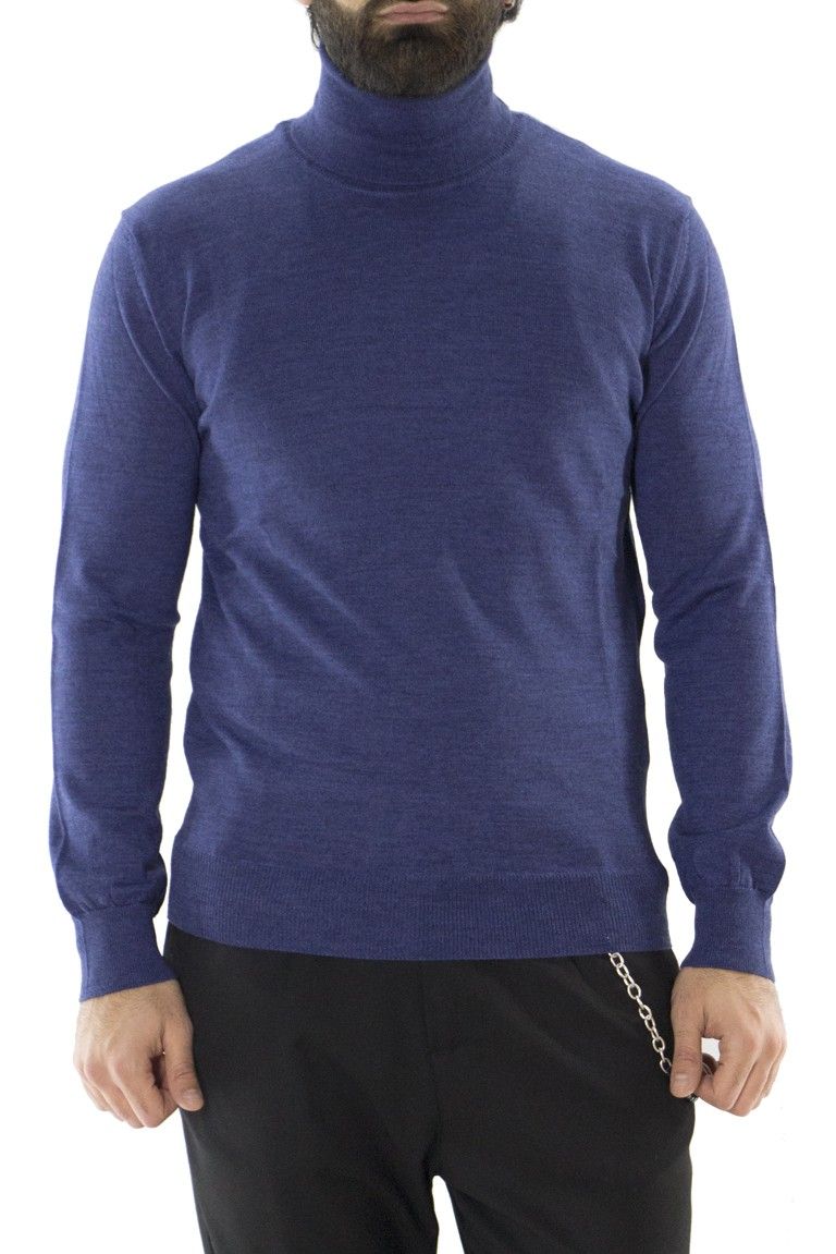 Maglioncino uomo collo alto misto merinos tinta unita invernale regular