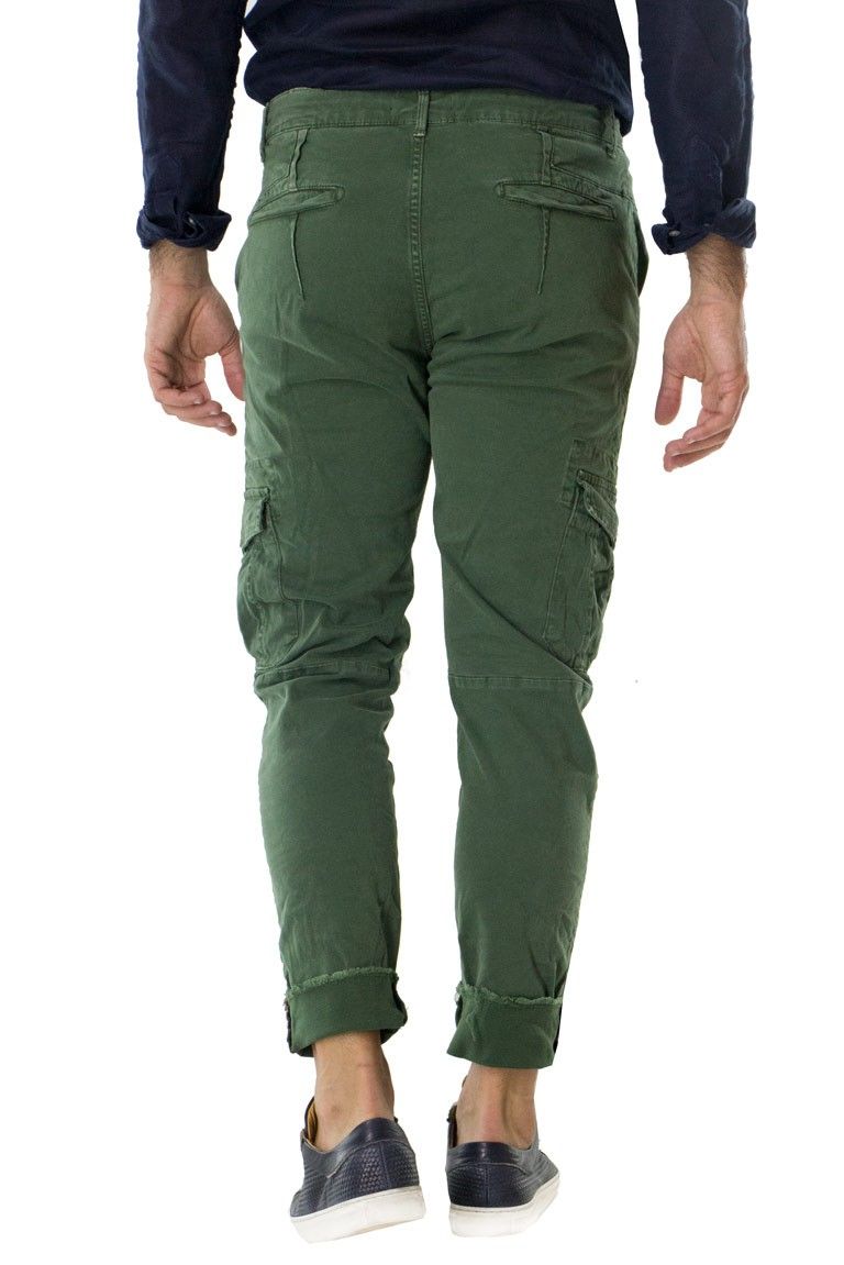 Pantalone uomo con tasconi invernale con risvolto alto sfrangiato
