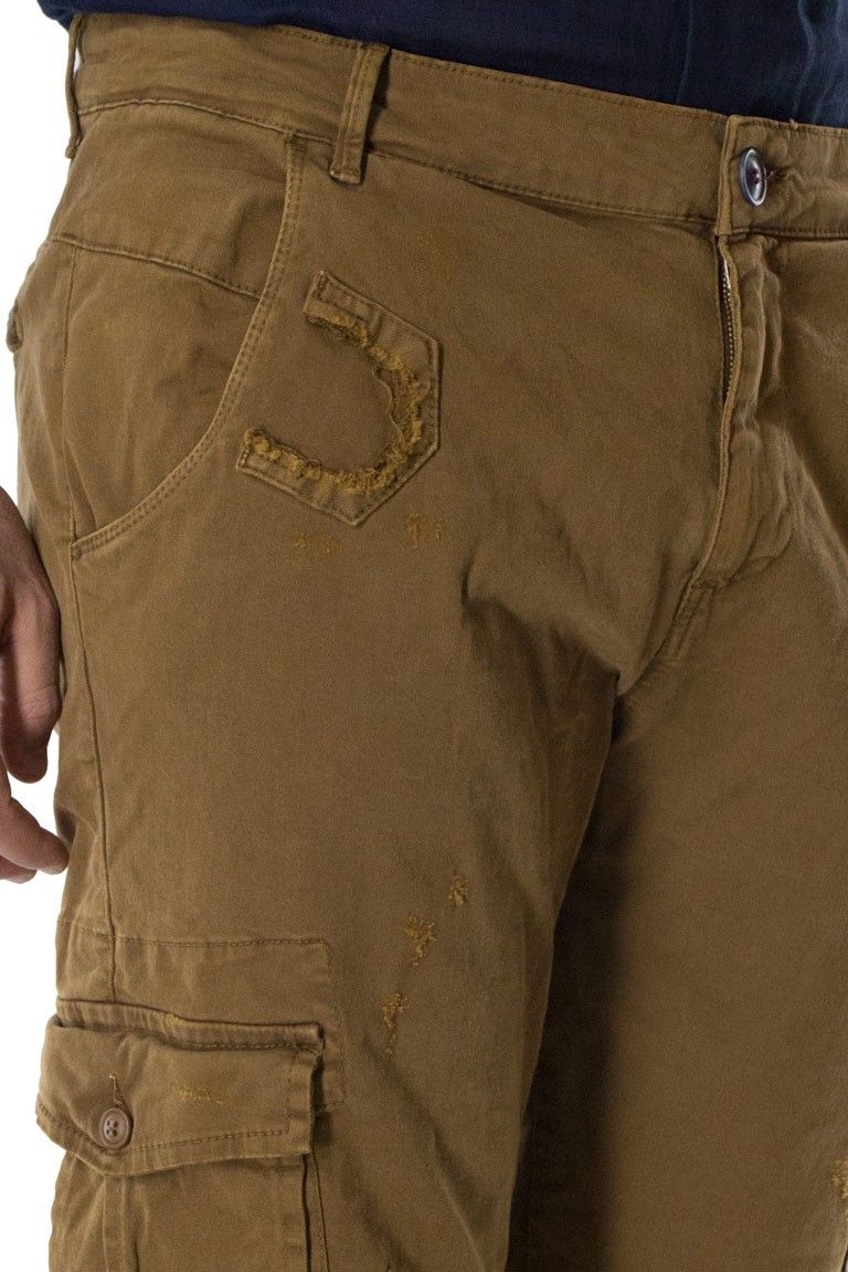 Pantalone uomo con tasconi invernale con risvolto alto sfrangiato