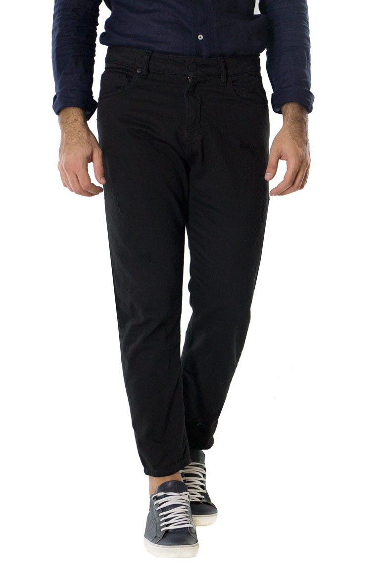 Jeans uomo cotone 100% casual regular fit 5 tasche con lievi rotture