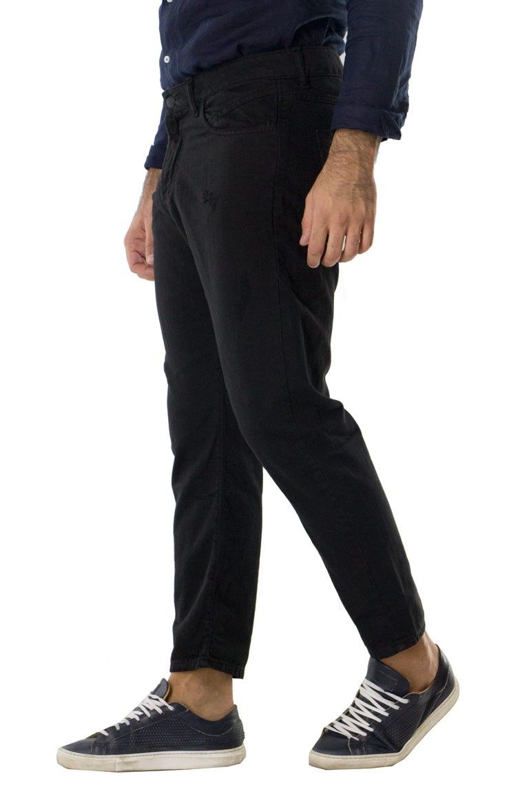 Jeans uomo cotone 100% casual regular fit 5 tasche con lievi rotture
