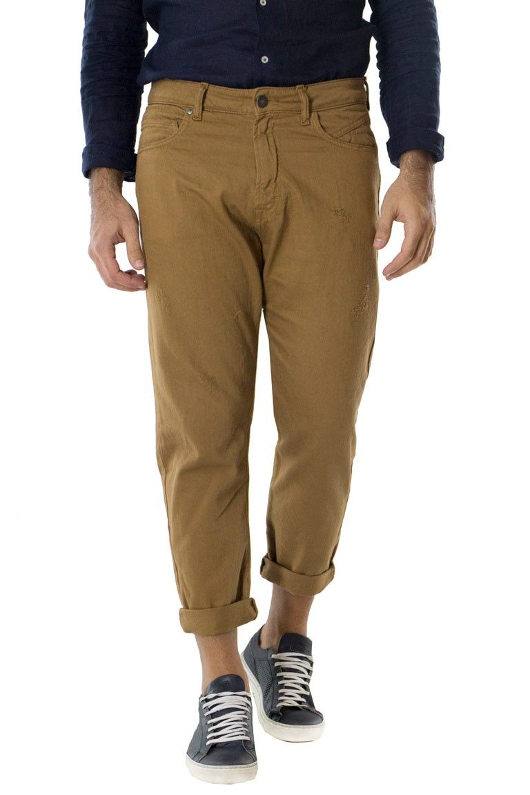 Jeans uomo cotone 100% casual regular fit 5 tasche con lievi rotture
