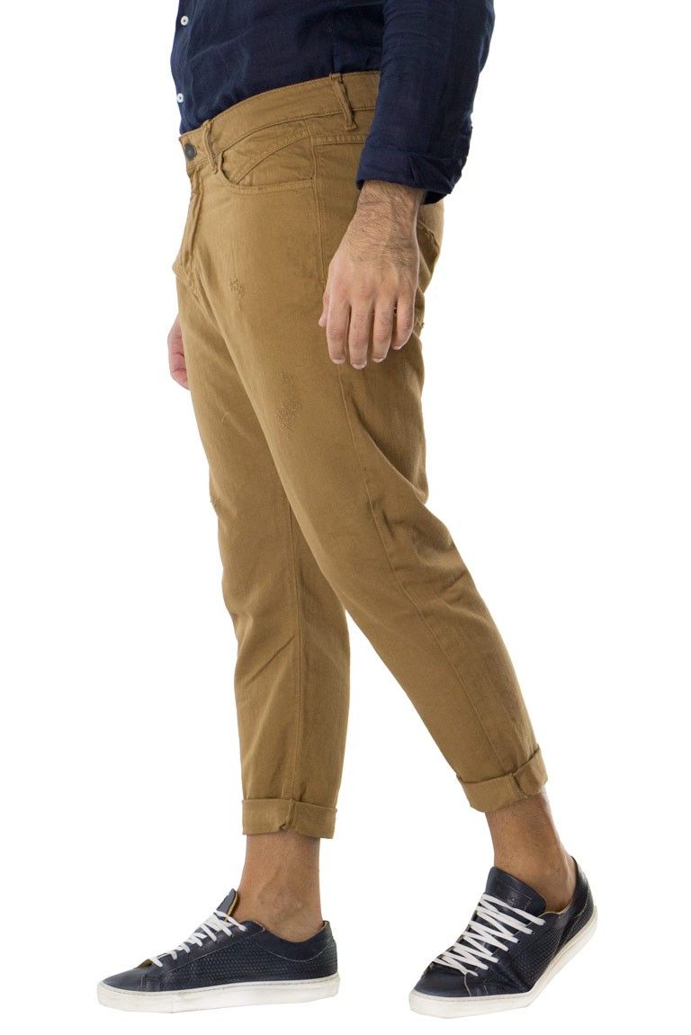Jeans uomo cotone 100% casual regular fit 5 tasche con lievi rotture