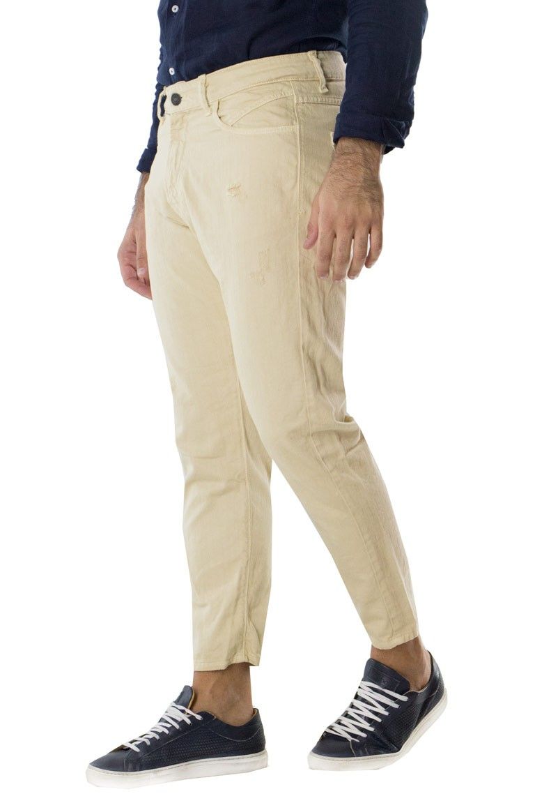 Jeans uomo cotone 100% casual regular fit 5 tasche con lievi rotture