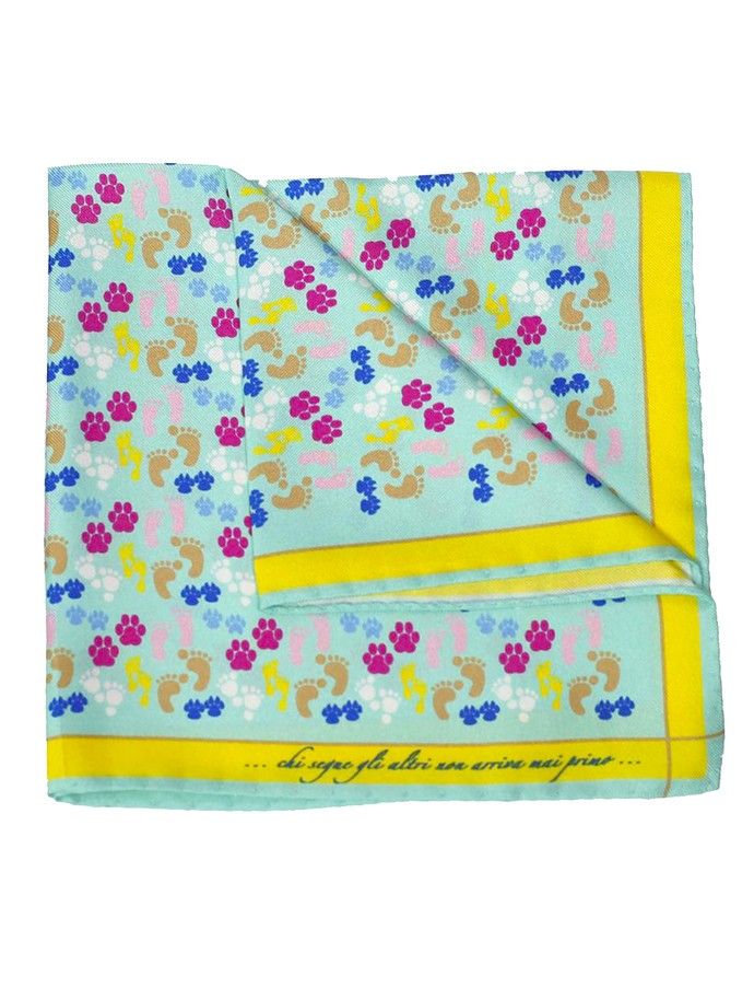 Pochette da taschino da uomo in seta fantasia orme multicolor