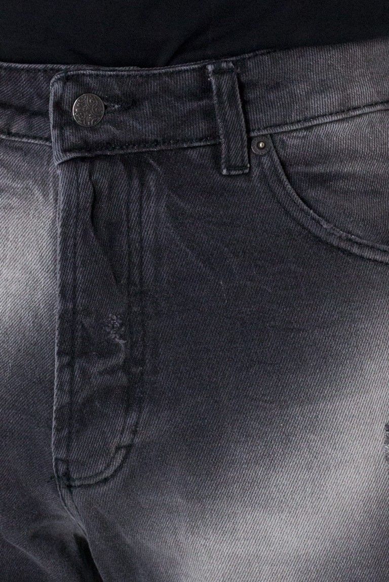 Jeans strappati uomo regular non elastico lavaggio grigio scambiato