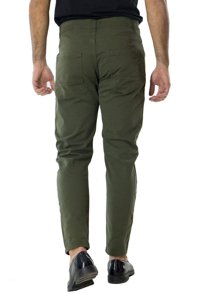Pantalone uomo slim fit 5 tasche nero verde elastico invernale in cotone
