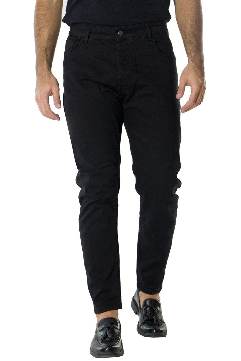 Pantalone uomo slim fit 5 tasche nero verde elastico invernale in cotone