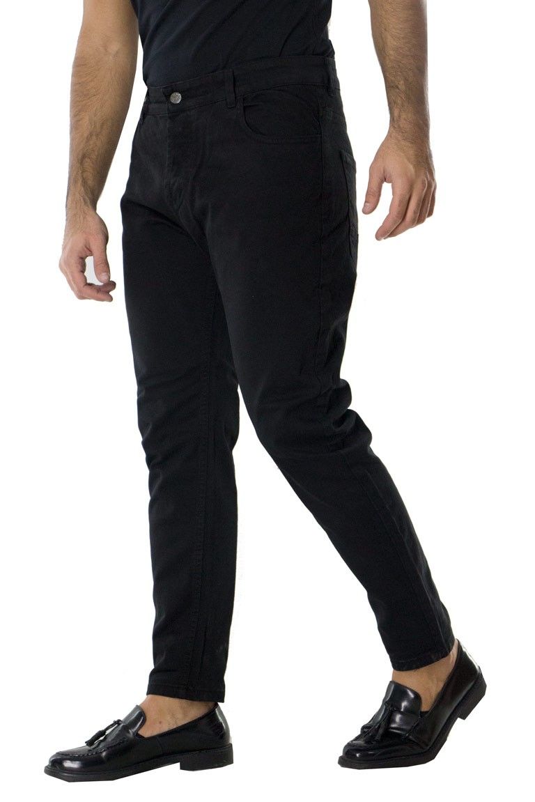 Pantalone uomo slim fit 5 tasche nero verde elastico invernale in cotone