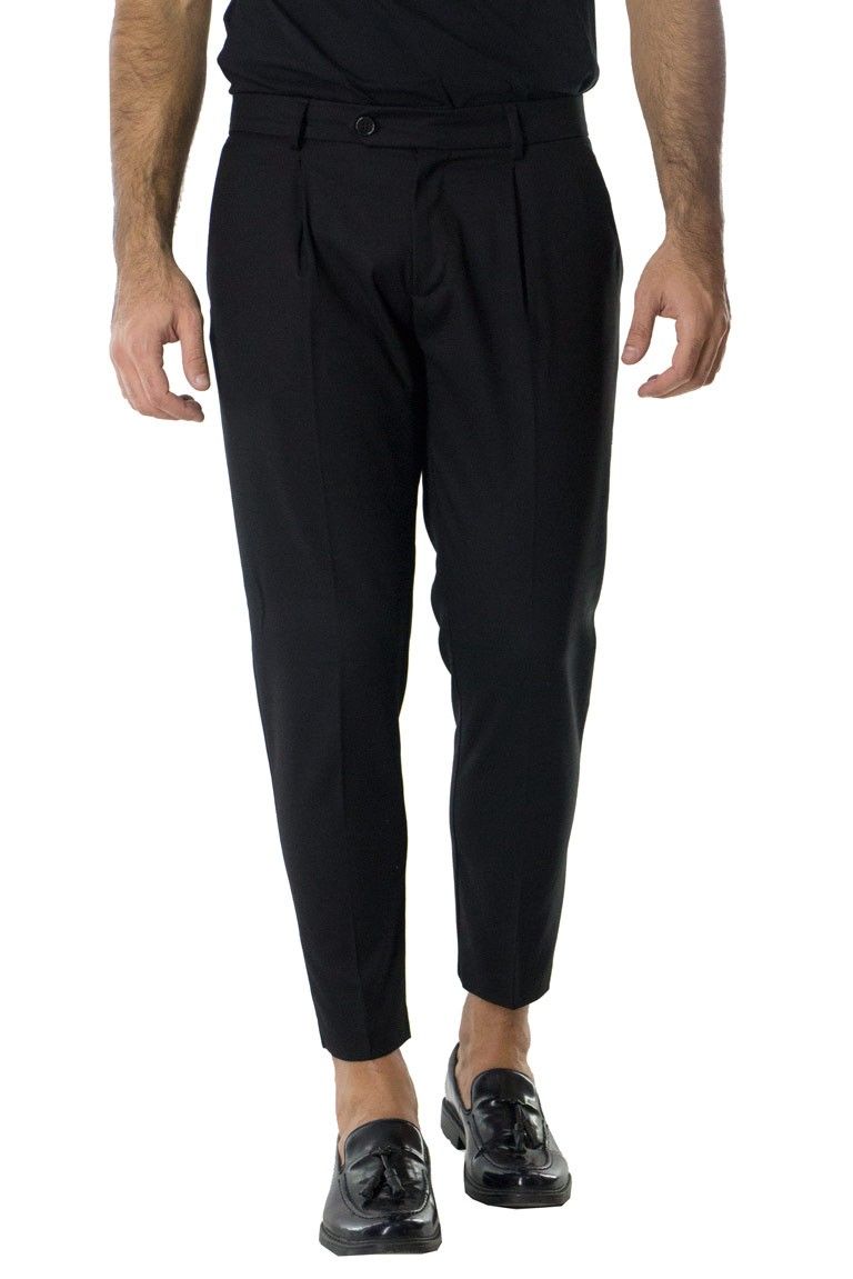 Pantalone uomo cavallo basso tasca america elastico con pence regular classico