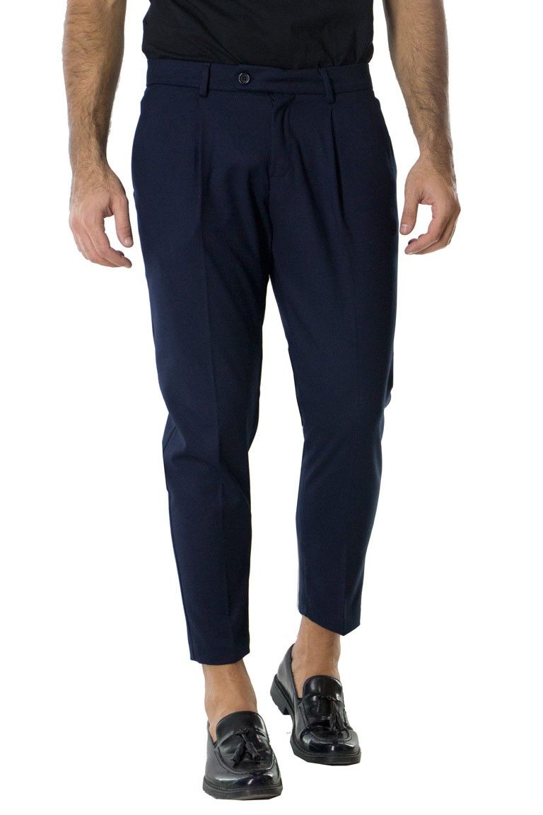 Pantalone uomo cavallo basso tasca america elastico con pence regular classico