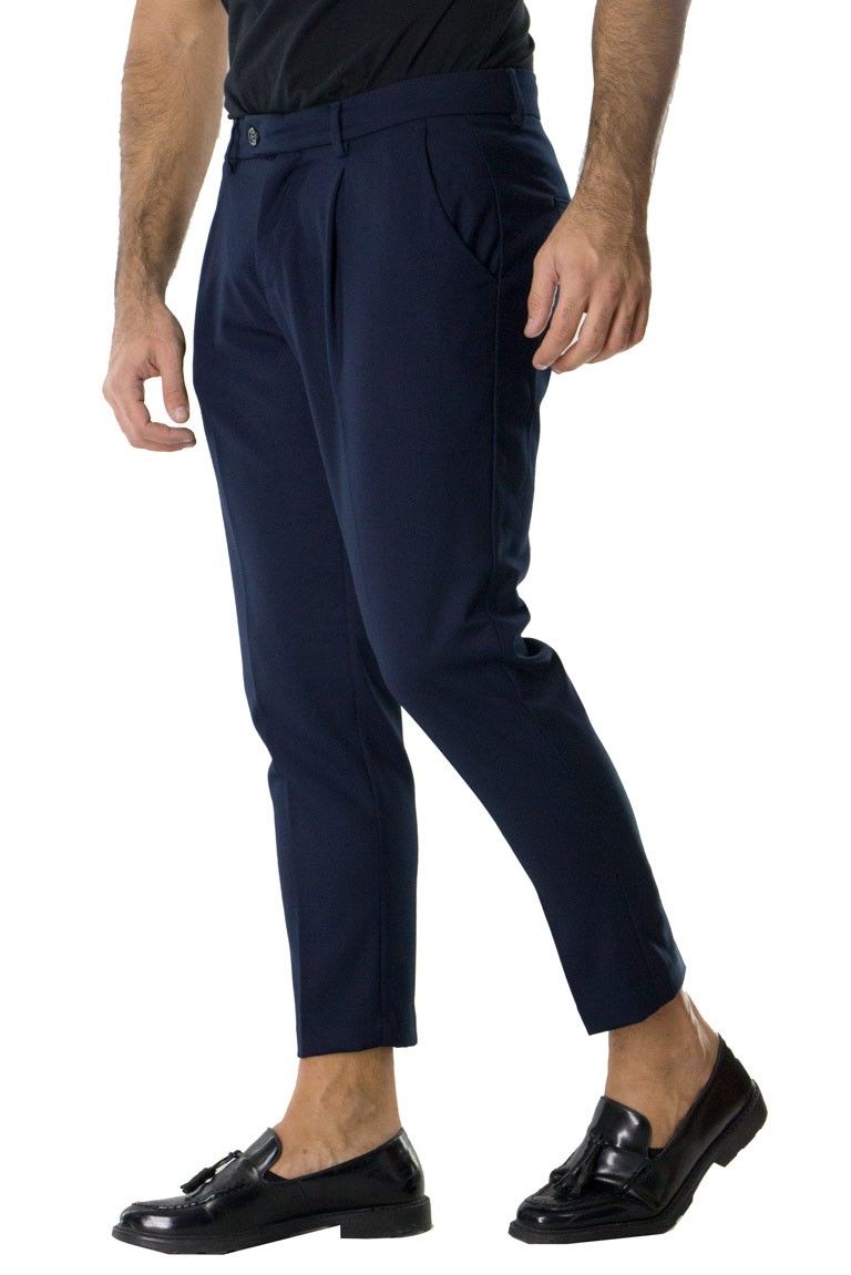 Pantalone uomo cavallo basso tasca america elastico con pence regular classico