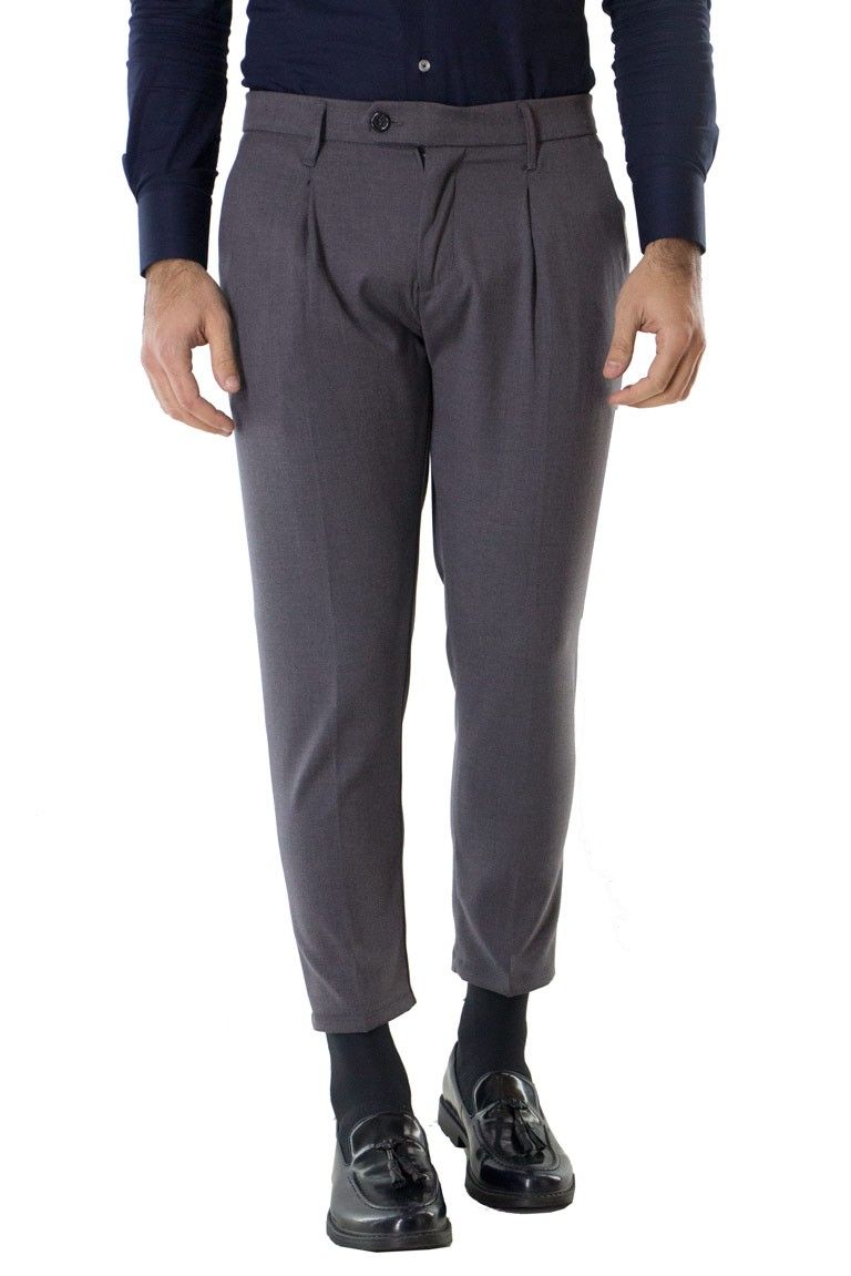 Pantalone uomo cavallo basso tasca america elastico con pence regular classico