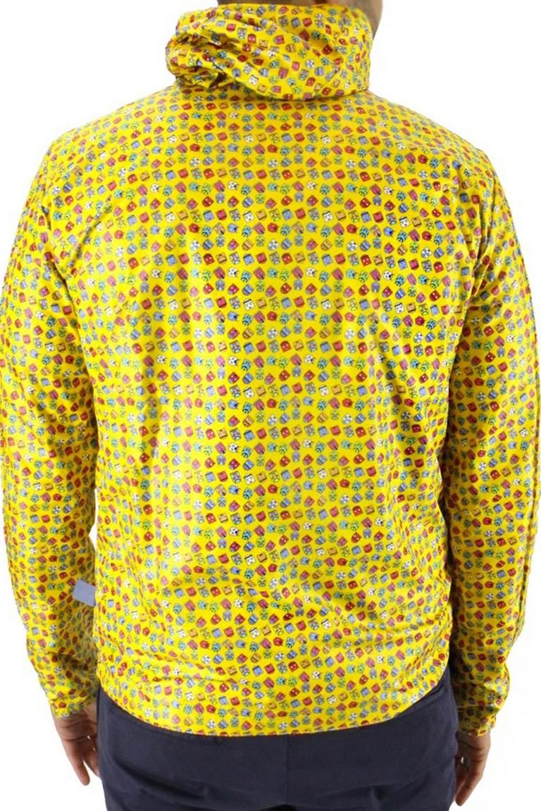 Giubbino da uomo in nylon tinta unita reversibile fantasia con cappuccio