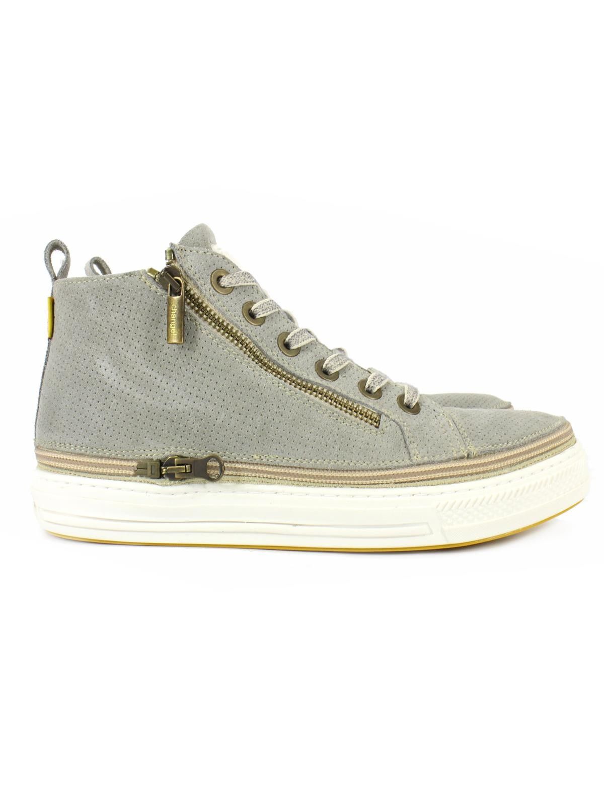 Stivaletto uomo in camoscio beige con zip e suola bianca