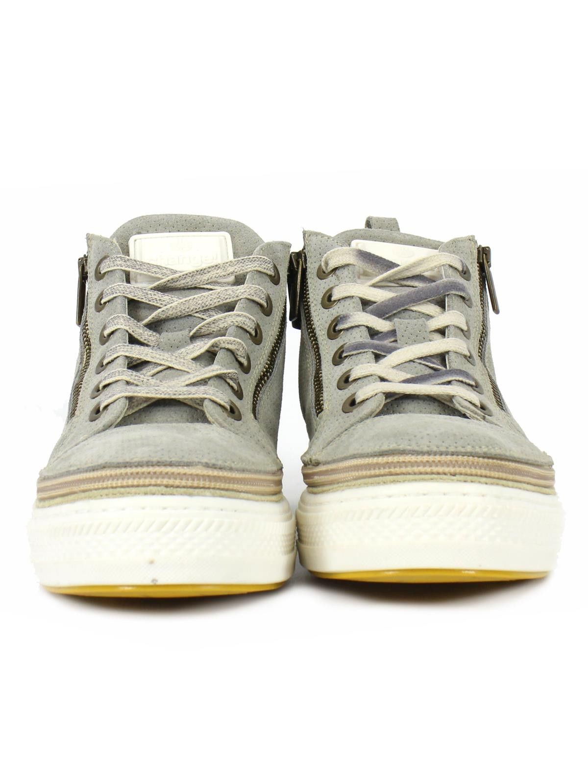 Stivaletto uomo in camoscio beige con zip e suola bianca