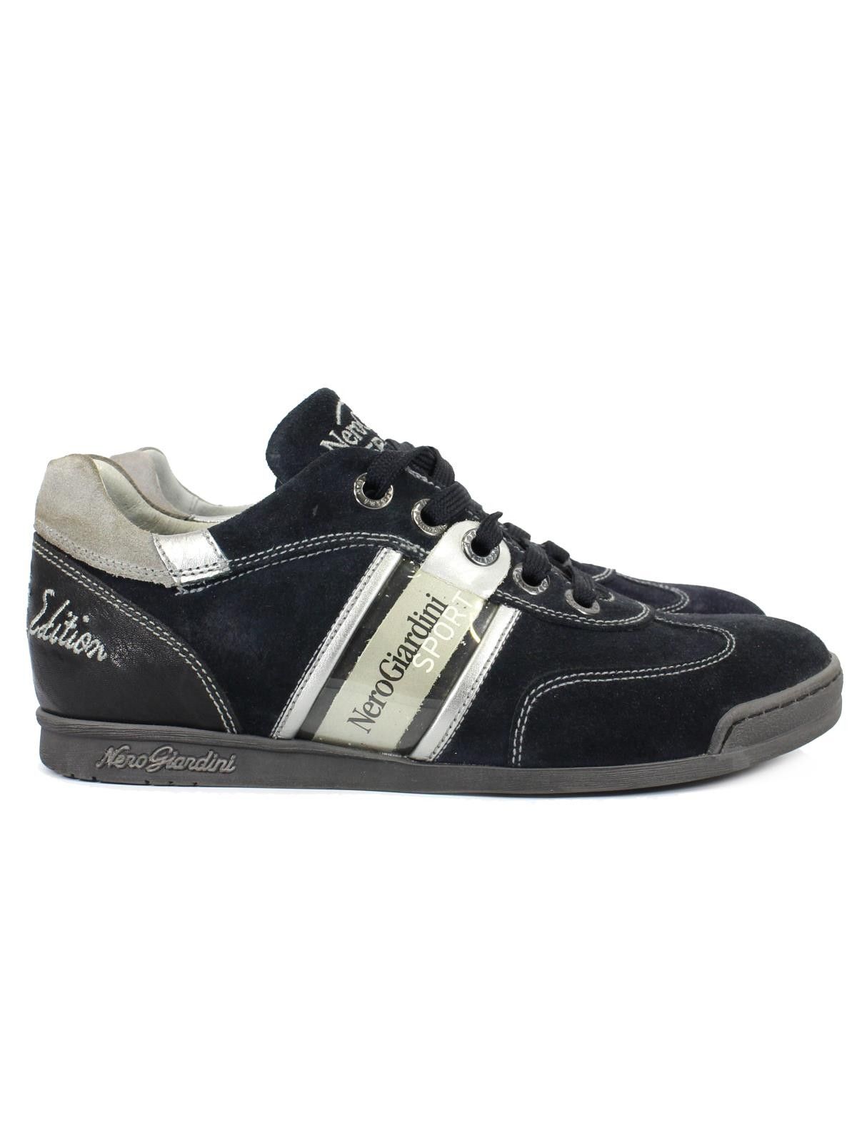 Sneakers uomo basse blu sportive nero giardini logate