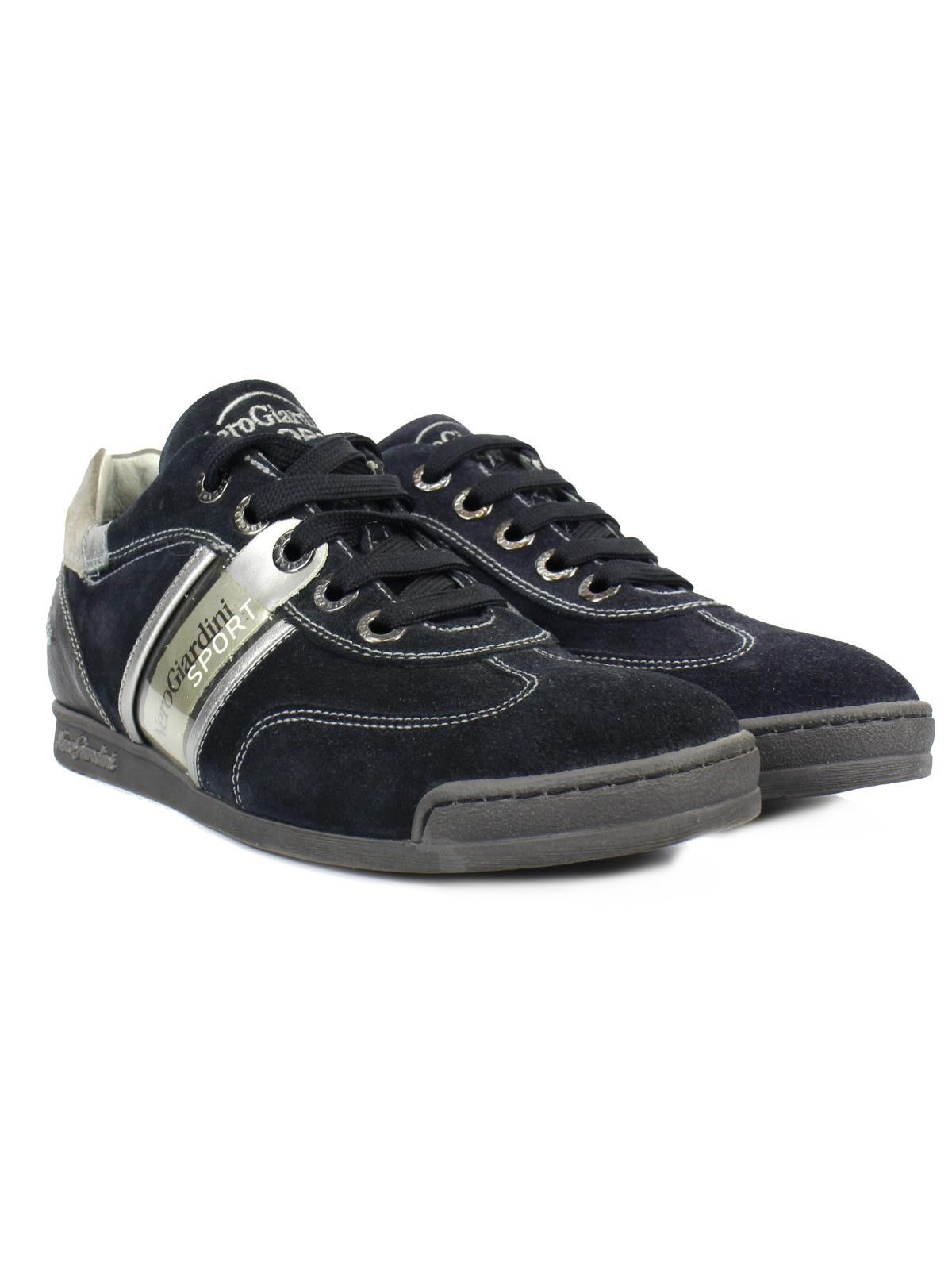 Sneakers uomo basse blu sportive nero giardini logate