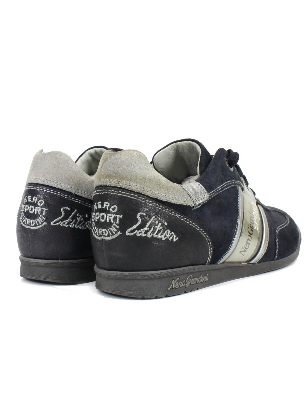 Sneakers uomo basse blu sportive nero giardini logate
