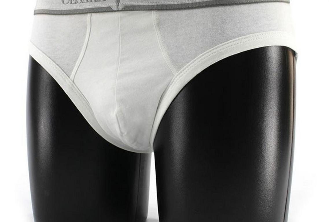 Slip da umo in cotone tinta unita con elastico con logo grigio