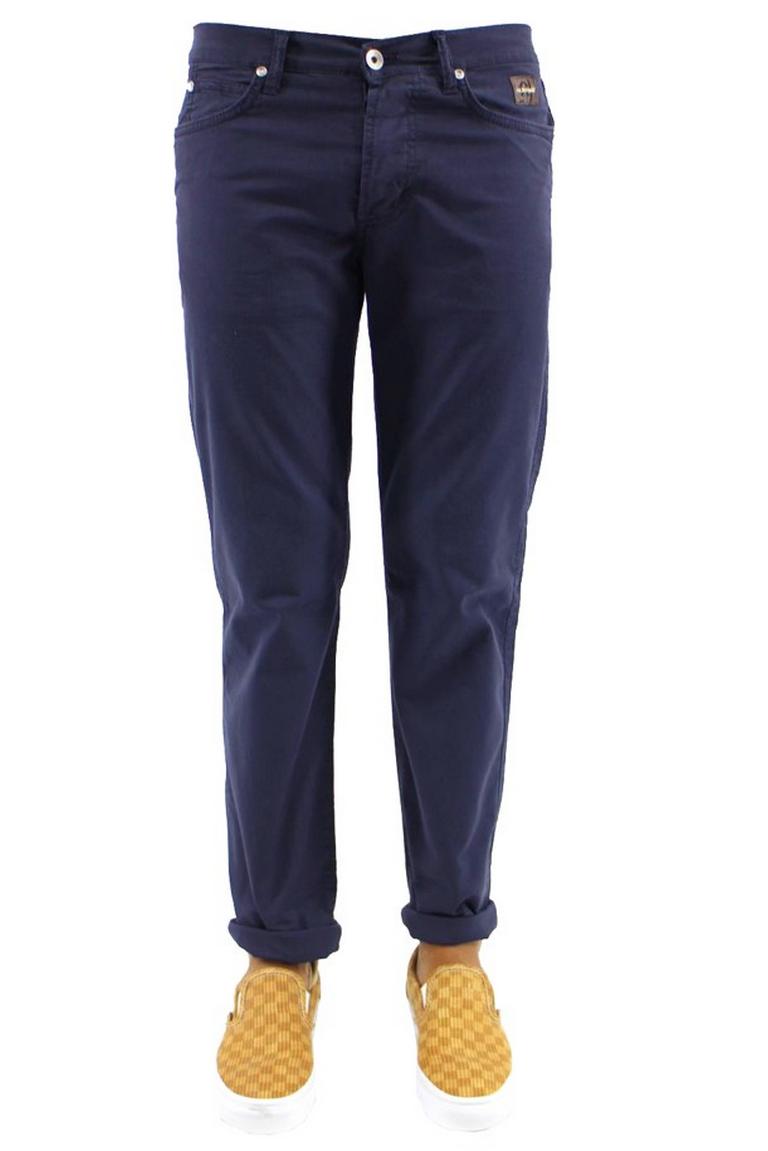 PANTALONE IN COTONE 5 TASCHE BLU NOTTE