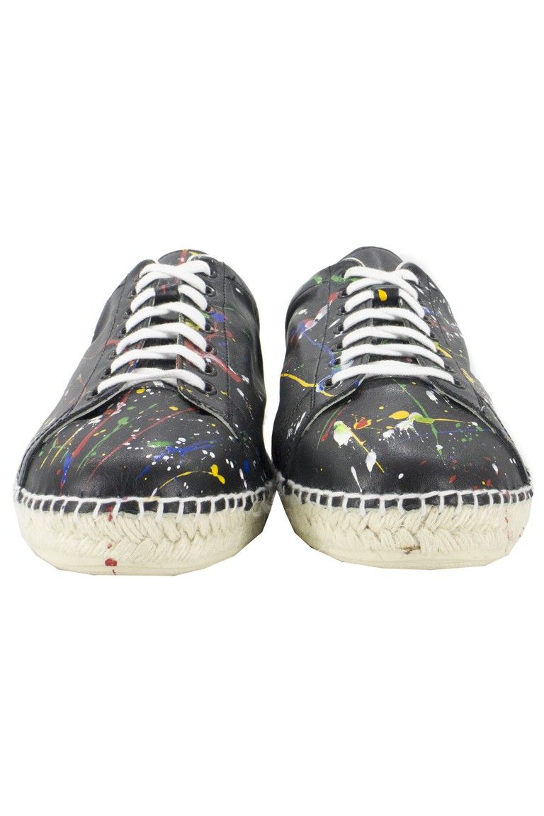 Sneakers da uomo modello espadrillas effetto pittura nero bianco