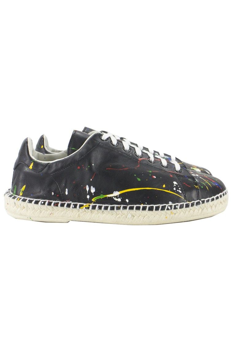Sneakers da uomo modello espadrillas effetto pittura nero bianco